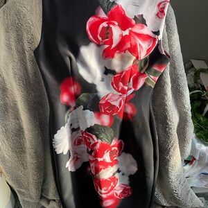 Floral Black and Red Women's Dress